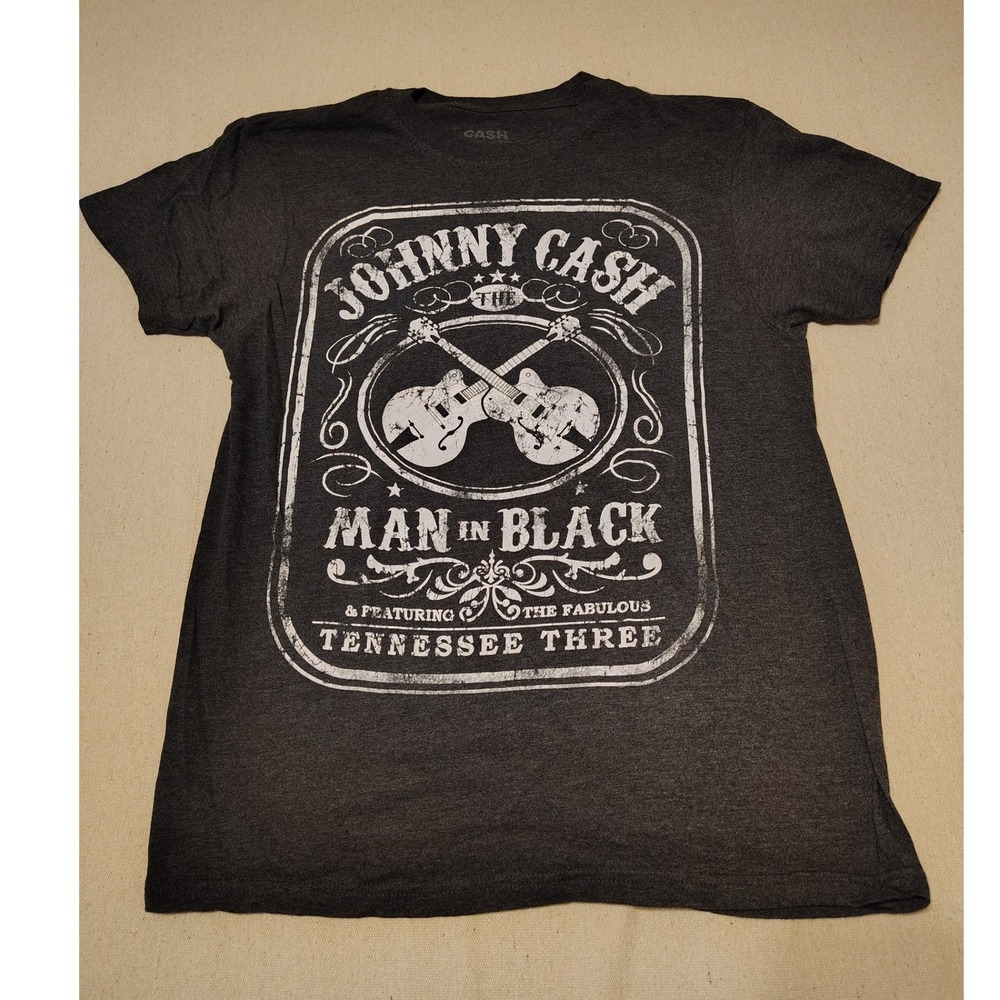 Johnny Cash Man In Black Tennessee Three Graphic T-Shirt Charcoal Grey Mens MD